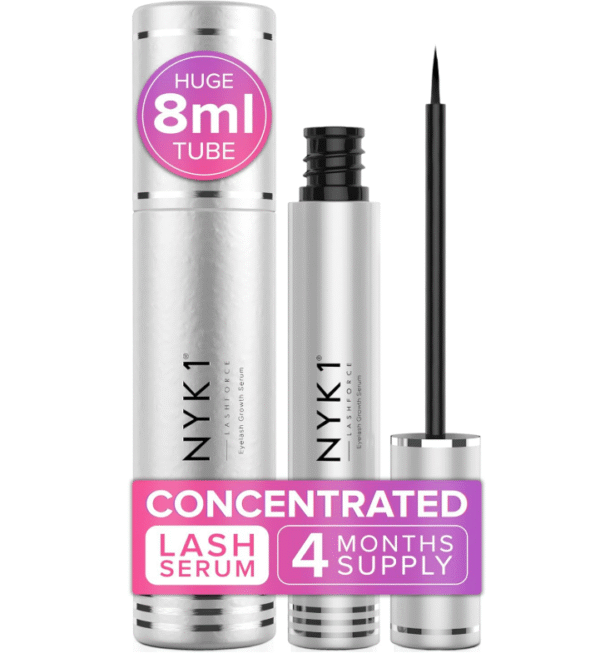 NYK1 CONCENTRATED Eyelash Growth Serum (XL - 8ml) LashForce Eyelash Serum For Growth And Thickness - Eye Lash Serums For Easy Application And Long Lasting Results For Fuller And Longer Lashes